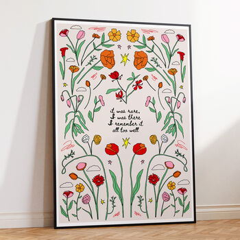 All Too Well 'It Was Rare, I Was There' Taylor Swift Typography And Flower Art Print, 4 of 7