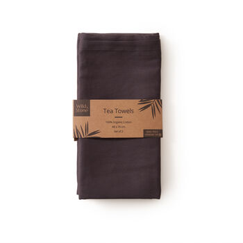 Organic Cotton Tea Towels Herringbone Weave Set Of Two, 8 of 12