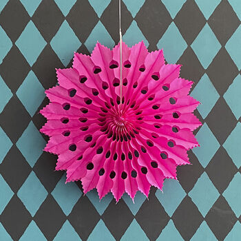 Set Of Six Colourful Paper Fan Decorations, 9 of 12