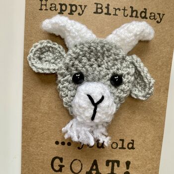 Old Goat Funny Crochet Birthday Card Handmade, 5 of 6