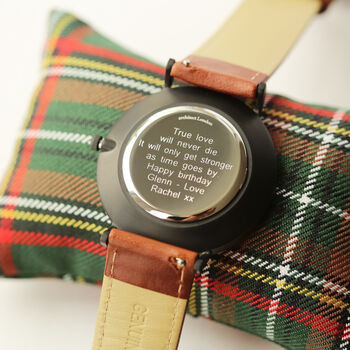 Personalised Minimalist Watch With Walnut Strap, 3 of 6