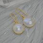 Rainbow Moonstone Gold Drop Earrings: June Birthstone, thumbnail 2 of 8