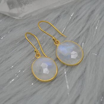 Rainbow Moonstone Gold Drop Earrings: June Birthstone, 2 of 8