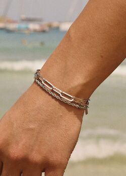Silver Paperclip Chain Bracelet Adjustable Gift, 8 of 8