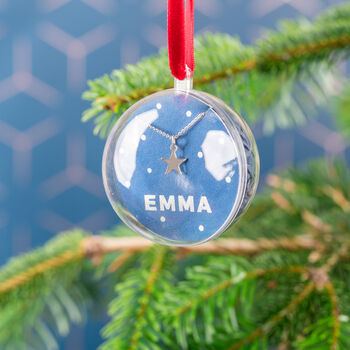 Personalised Star Necklace Christmas Bauble, 2 of 4
