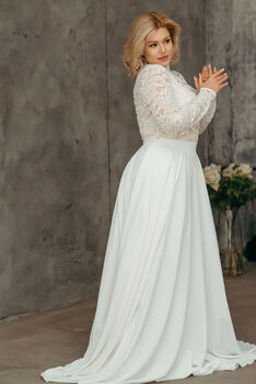 Long Sleeved Lace Bridal Top | Blush Wedding Dress Topper, 8 of 12
