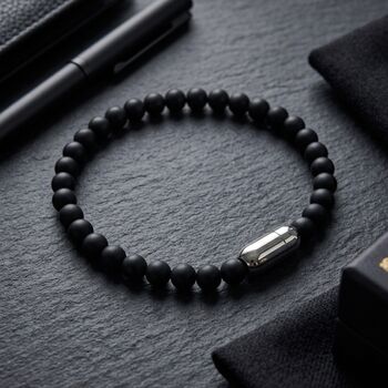 Magnetic Clasp Onyx Bead Bracelet, 2 of 8