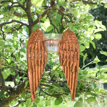 Copper Angel Wings Hanging Tealight Holder, 8 of 8