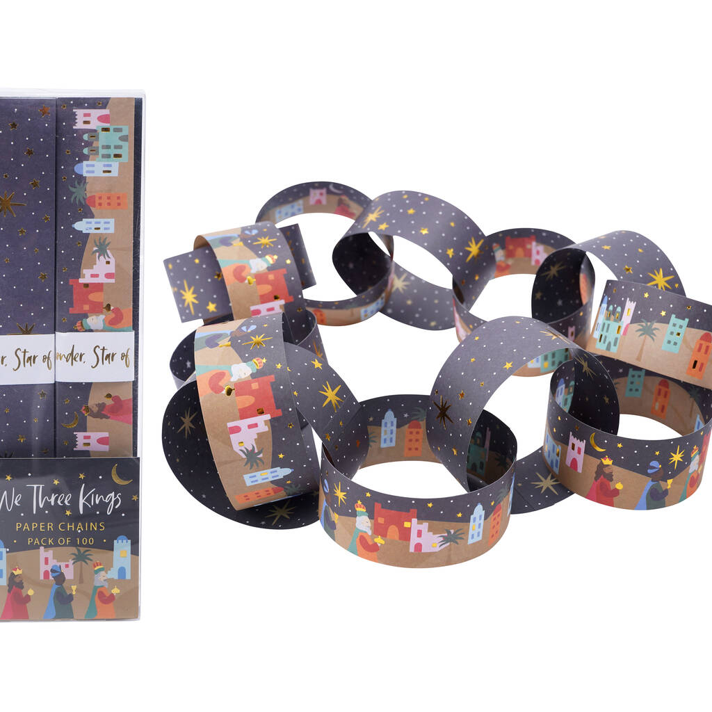 Pack Of 100 'We Three Kings' Christmas Paper Chains, 1 of 5