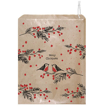 Christmas Paper Bags 50 Strung Festive Robin Gift Bags, 3 of 4