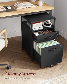 Filing Cabinet On Wheels With Two Lockable Drawers, 3 of 12