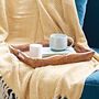 Fair Trade Hand Carved Natural Mango Wood Tea Tray, thumbnail 4 of 10