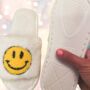 Happy Face Christmas Slippers White, thumbnail 4 of 5