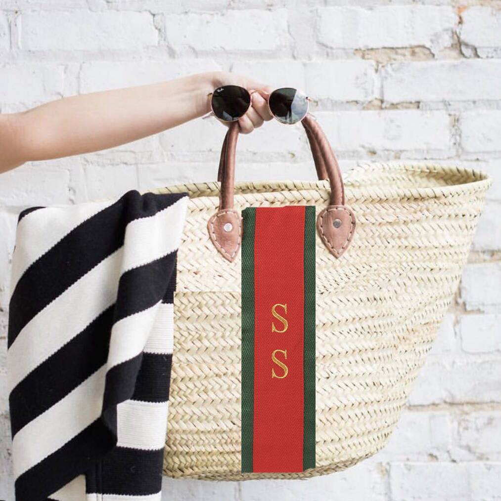 Personalised Embroidered Racing Straw Bag By Lily And Bean