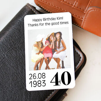 Personalised 40th Birthday Metal Wallet Card, 2 of 6