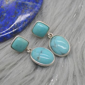 Turquoise Earrings: Silver, December Birthstone, 6 of 7