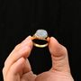 Gold Space Signet Ring Large Stone, Modern Style, Personalised, thumbnail 1 of 9