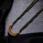Half Moon Zircon Mangalsutra Black Beads Necklace, thumbnail 5 of 6