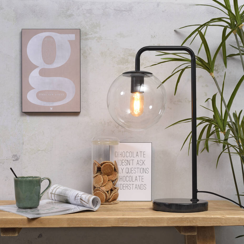 Black Globe Table Lamp By Lime Lace