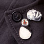 Little Grey Badger Eco Wooden Pin Brooch, thumbnail 6 of 6