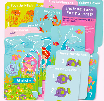Personalised Mermaid Birthday Memory Skills Flash Cards, 2 of 7