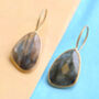 Labradorite Drop Rose/Gold Plated Silver Earrings, thumbnail 2 of 5