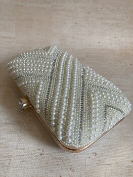 Pearl Cream Rectangular Handcrafted Clutch Bag, 2 of 10