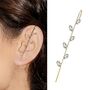 Gold Plated Leaf Ear Wrap Crawler Hook Earring, thumbnail 1 of 5