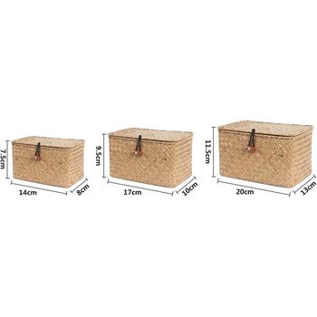 Set Of Three Small Seagrass Box Shelf Baskets With Lids, 8 of 8