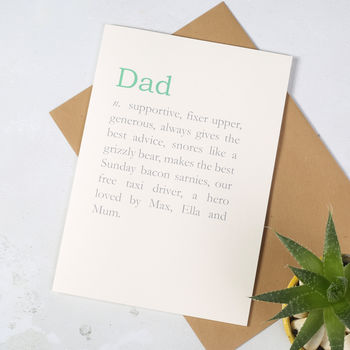 Personalised Daddy Definition Father's Day Card By Bombus ...