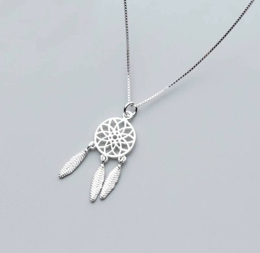 Silver Plated Dream Catcher Pendant Necklace By Indisa Jewellery
