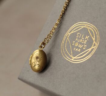 Tiny Thistle Oval Personalised Locket Necklace, 10 of 10