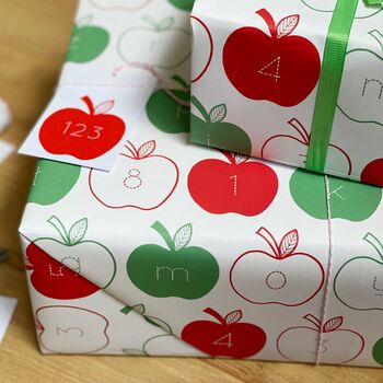 Apple Letters And Numbers Wrapping Paper Set, 6 of 10
