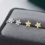 Tiny Cz Flower Stud Earrings In Sterling Silver, thumbnail 5 of 12