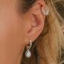 March Birthstone Aquamarine Sterling Silver Huggie Hoop Earrings, thumbnail 1 of 12