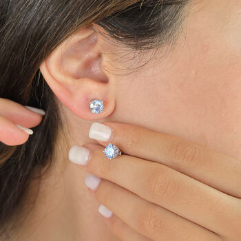 Blue Topaz Moissanite Crystal Sterling Silver Earrings, 3 of 6