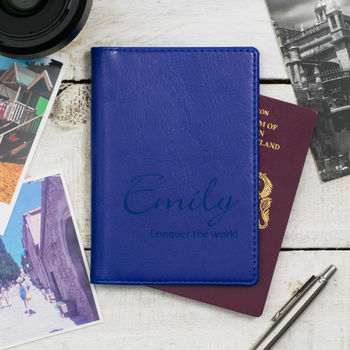 Personalised Passport Cover Holder With Script Name, 11 of 12