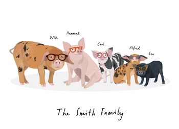 Personalised Pig Family Print, 2 of 2