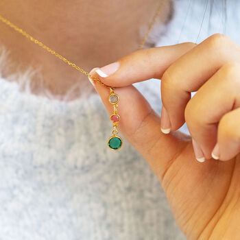 Mother And Two Children Birthstone Pendant Necklace, 2 of 6