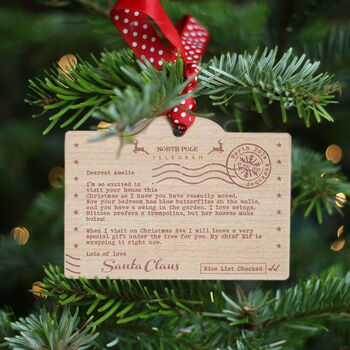 Personalised Telegram From Santa Christmas Tree Decoration, 5 of 6