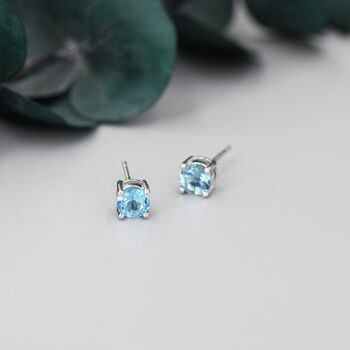 Sterling Silver Genuine Topaz Stud Earrings, 6 of 12