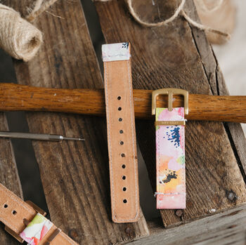 'Watercolour' Leather Smartwatch Strap; Handmade Band, 7 of 9