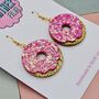 Pink Doughnut Glitter Earrings, thumbnail 2 of 4
