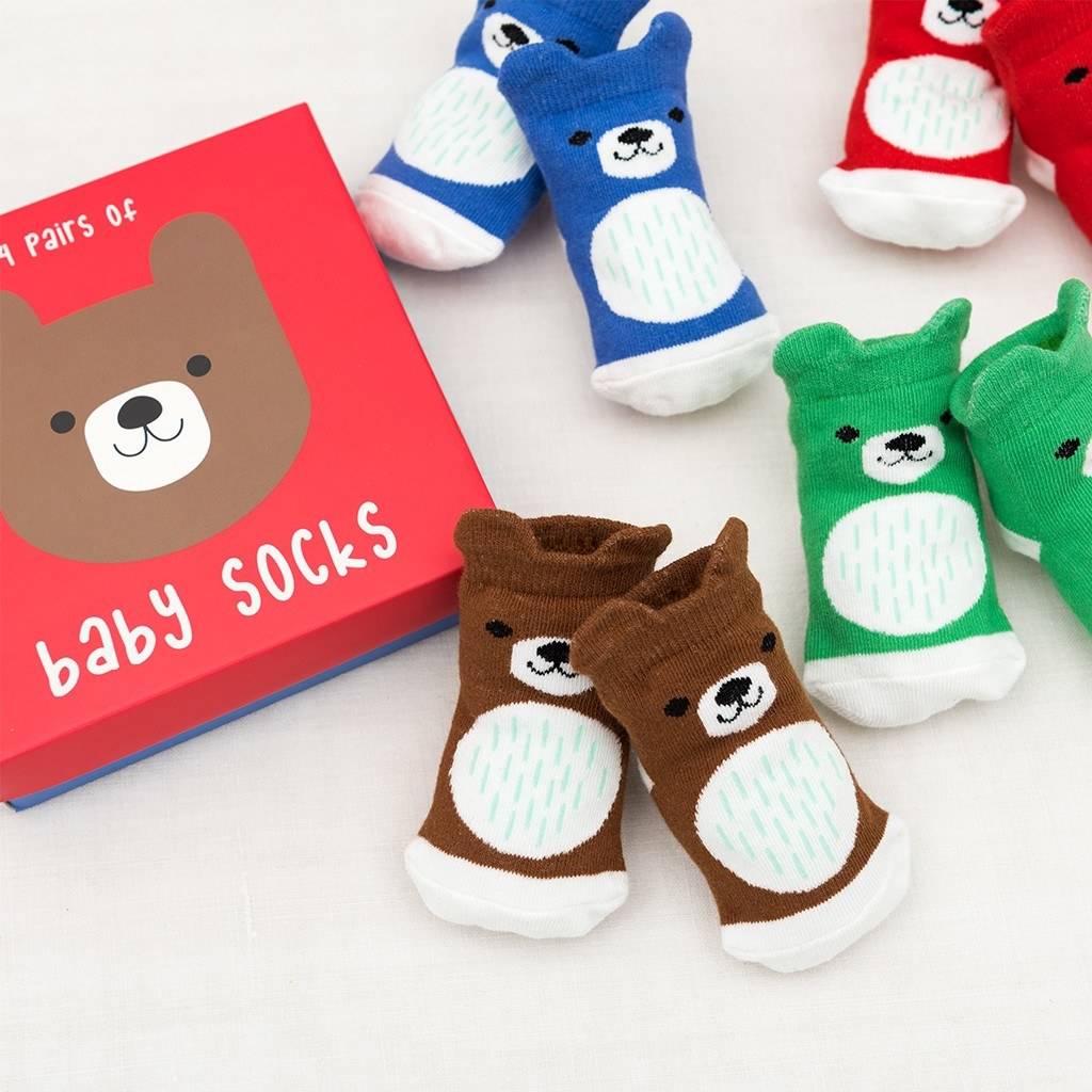 Set Of Four Pairs Of Newborn Baby Socks Bear, 1 of 8
