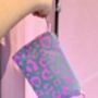 Boxy Crossbody Bag Pink Leopard Print On Teal, thumbnail 2 of 4