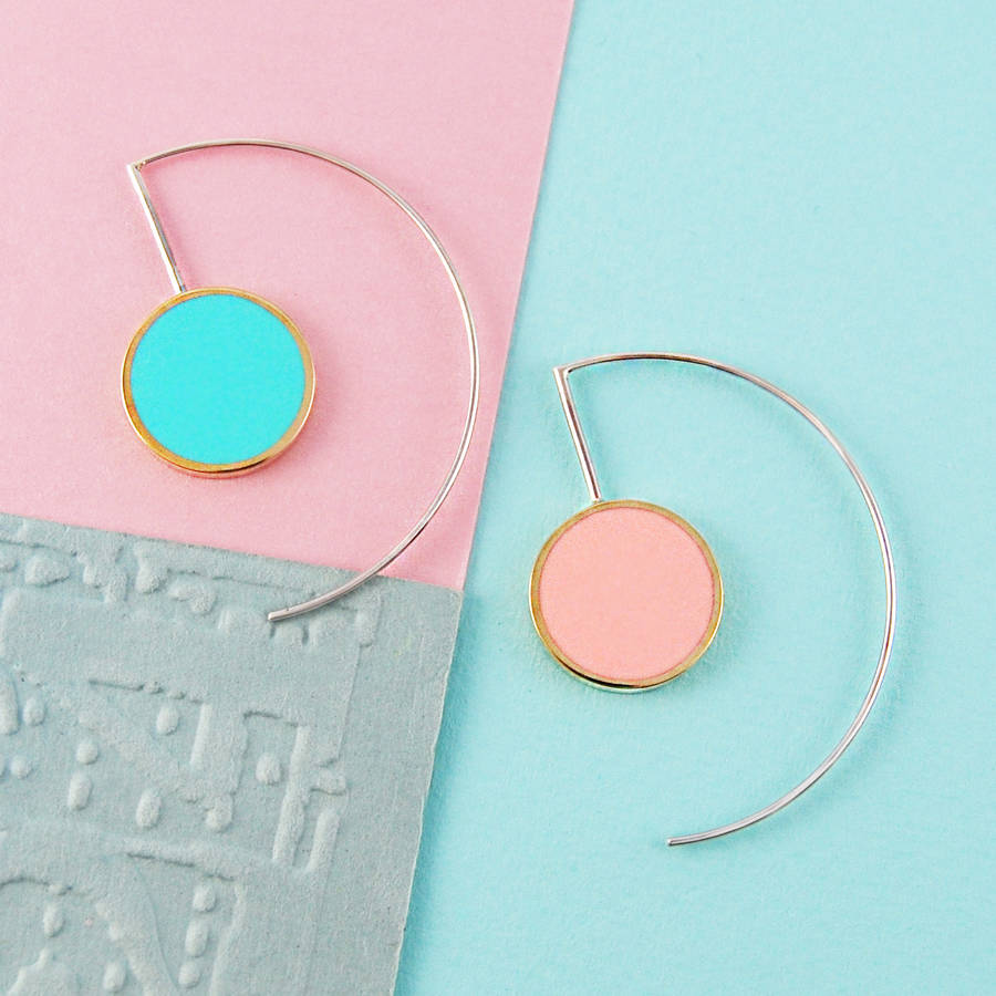 Pastel Circle Gold Plated Sterling Silver Drop Earrings By Jasper
