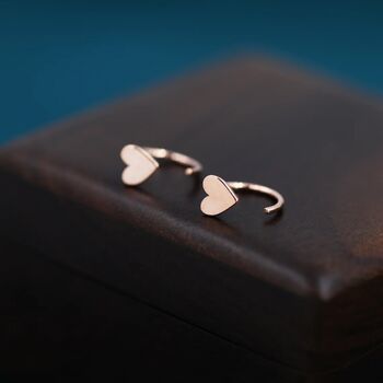 Tiny Heart Huggie Hoop Earrings In Sterling Silver, 5 of 11