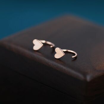 Tiny Heart Huggie Hoop Earrings In Sterling Silver, 5 of 12