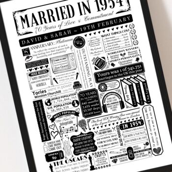 Personalised 70th Platinum Wedding Anniversary Poster, 6 of 9