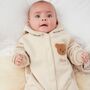 Personalised Cream Fleece Hooded Boucle Teddy Jumpsuit, thumbnail 1 of 6